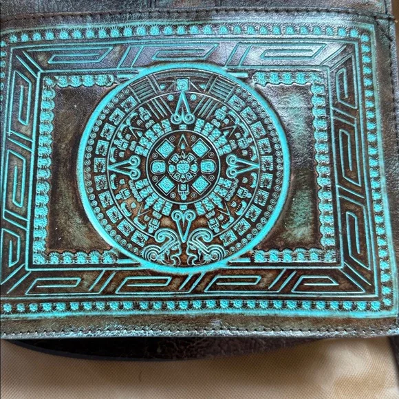Patricia Nash Tooled Turquoise Stella Satchel Crossbody Purse - Picture 2 of 16